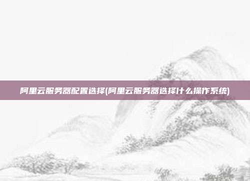 阿里云服务器配置选择(阿里云服务器选择什么操作系统)