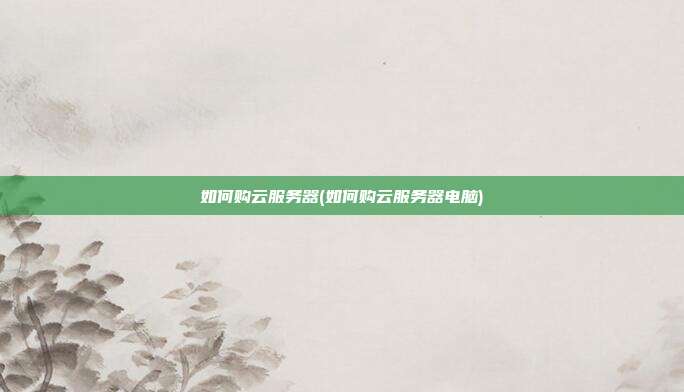 如何购云服务器(如何购云服务器电脑)